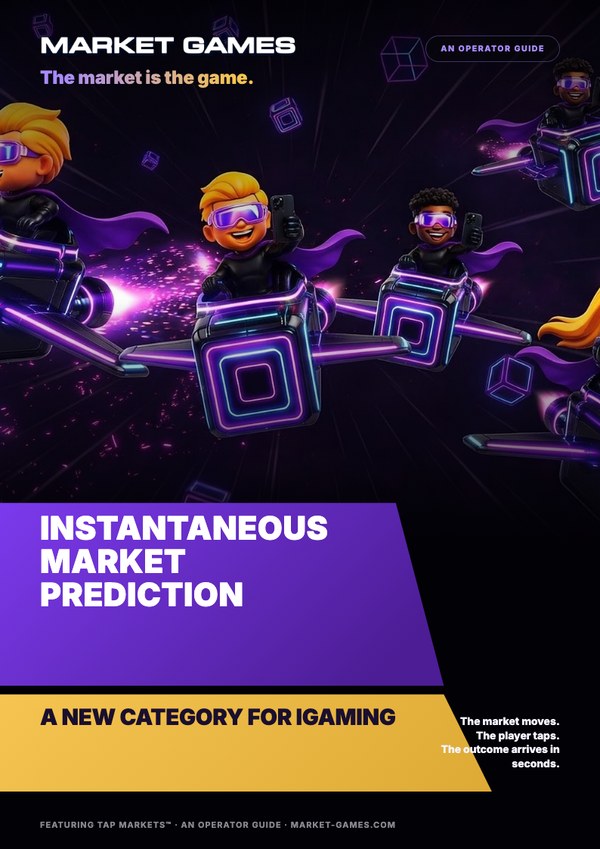 Cover of the Market Games™ operator guide: Instantaneous Market Prediction — a new category for iGaming