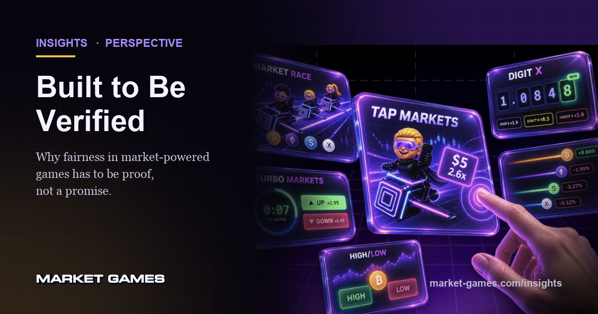Built to Be Verified: Why Fairness in Market-Powered Games Has to Be Proof, Not a Promise